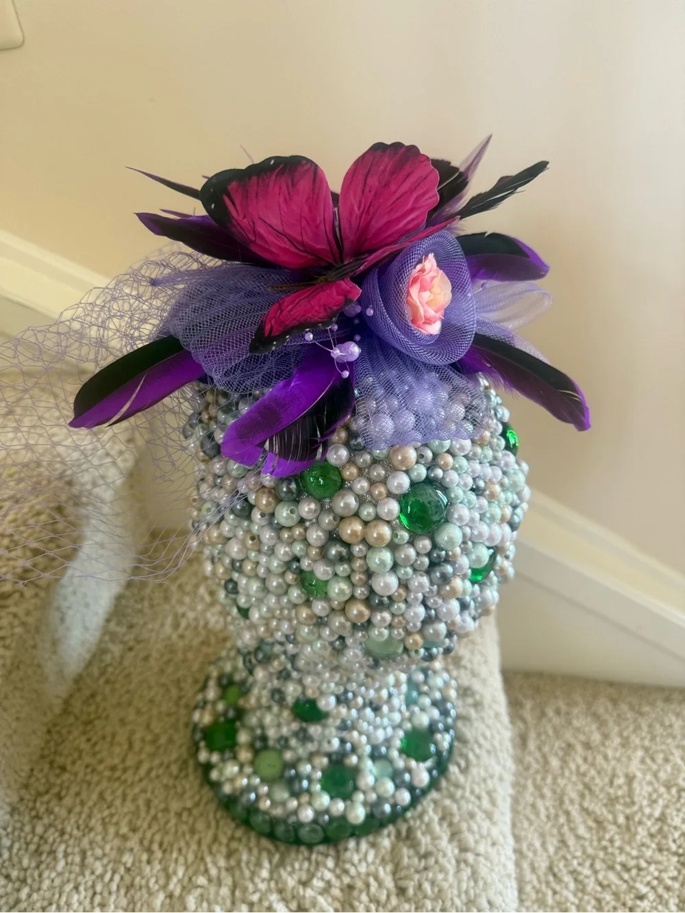 Purple Floral Feather Fascinator Headpiece - Women Accessories